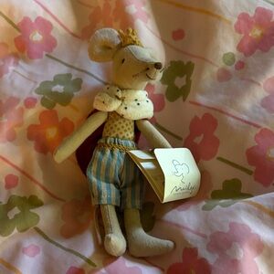 Moulin Roty Beige and Blue Stuffed Mouse Toy